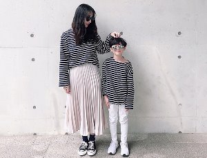 [81-5] 아동/여성 약간 보트넥 티셔츠 세트패턴